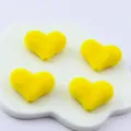 Yellow flocked heart beads DIY craft accessories for handmade jewelry making and cute design - Bright Yellow