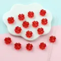 Red Four-Leaf Clover Acrylic Loose Beads Faceted DIY Spacer Beads for Jewelry Making Accessories - 11mm / Translucent Red
