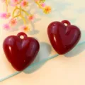 High-end large acrylic smooth red heart pendant for keychain bag charm accessory. - 35mm / Burgundy