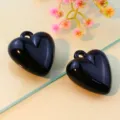 Large black acrylic glossy heart pendant charm for keychain bag decoration accessories - 35mm / Black