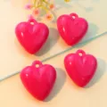 Glossy pink acrylic heart charms cute keychain pendants cute bag hanging ornaments DIY accessories - 35mm / Rose Red