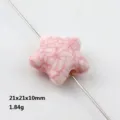 Perla acrilica stella crepata rosa vista dettaglio, 21x21x10mm, accessorio per gioielli fai da te - Pentagramma