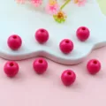 Acrylic pink round beads detail shot, smooth surface with center hole for DIY jewelry making. - 8mm / Rose Red