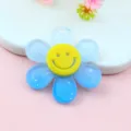 Ciondolo fiore in acrilico sfumato con viso sorridente giallo per gioielli fai da te - Stile Blu Sfumato da 3 cm