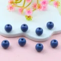Close-up detail of dark blue acrylic round beads, showing smooth glossy surface for DIY jewelry. - 8mm / Grey Blue
