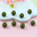 Olive green acrylic round beads detail close up, perfect for DIY jewelry crafting. - 8mm / Olive Green