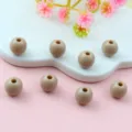 Close-up detail of smooth light brown acrylic round loose beads for DIY jewelry making. - 8mm / Khaki