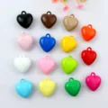Colorful 17mm acrylic heart charms smooth love shape pendants for DIY jewelry making supplies - Random Mixed Colors
