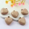 17mm small acrylic heart pendants glossy love charms for DIY jewelry making accessories. - Khaki