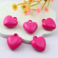 17mm Small Acrylic Heart Pendant Glossy Love Charm with Hole DIY Jewelry Accessories - Rose Red