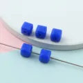 Close-up detail of blue faceted acrylic square spacer beads for DIY jewelry making accessories. - Style B Royal Blue 8mm