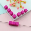 8mm pink acrylic square cube loose beads for DIY jewelry making and beading accessories detail view. - Rose Red