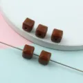 Faceted acrylic square beads detail shot, solid color cube spacer beads for jewelry making. - Style B Coffee 8mm
