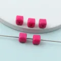 Detailed view of bright pink faceted acrylic cube beads, perfect for DIY jewelry making. - Style B Rose Red 8mm