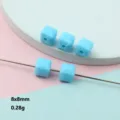 Detailed view of 8x8mm faceted acrylic square beads, perfect for jewelry spacer design. - Style B Lake Blue 8mm