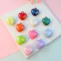 17mm small acrylic heart pendant smooth love charm DIY jewelry accessories colorful - Iridescent Multicolor