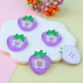 Purple strawberry acrylic buttons, four-hole DIY craft accessories, cute phone case charms. - Purple Five-Petal Flower