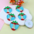 Colorful printed acrylic strawberry 4-hole buttons for DIY crafts and accessories. - Red Blue