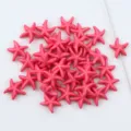 Pink turquoise starfish loose beads with straight holes for DIY jewelry making and craft decor. - Rose Red