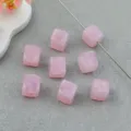 Roze vierkante acryl kralen met wolkige marmertextuur ideaal voor DIY sieraden en armbanden. - 8mm Kleur 15