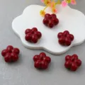 18mm Acrylic Solid Color Five Petal Flower Beads Loose DIY Jewelry Necklace Phone Chain - Burgundy