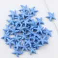 Blue turquoise starfish loose beads detail view for DIY jewelry making accessories - Medium Blue