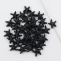 Black starfish loose beads, straight hole stone DIY jewelry making accessories and craft. - Black