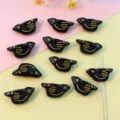 Black gold-trimmed acrylic bird beads for DIY jewelry making, ideal for handmade bracelets. - Solid Black