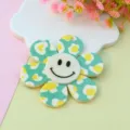 Korean style cute smiley face flower double layer acrylic pendant DIY jewelry accessory - 58mm / Blue
