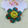 Double layer acrylic smiley sunflower pendant charm for DIY jewelry making accessories wholesale - 48mm / Green