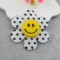 Korean style cute smiley face flower acrylic pendant DIY jewelry making accessory charm - 48mm / White Black Dots