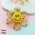 Acrylic Smiley Face Flower Pendant 43mm Yellow Sun Flower Charm DIY Jewelry Accessory - 43mm / Yellow