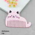 Pink acrylic cat comb detail, cute animal shape with hanging hole, 39x55x2mm mini accessory. - Cat Pink