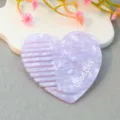 Heart shaped acrylic hair comb accessory with cute Good Luck print, purple hair tool detail. - Light Purple