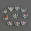 15mm transparent printed acrylic heart beads close up view for DIY handmade jewelry crafts making - Random Mixed Colors