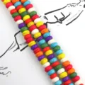 Detailed shot of colorful turquoise wheel beads, DIY loose bead crafting materials for jewelry. - Wheel Beads / 8mm / Colorful