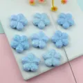 Glittering light blue five-petal flower bead detail, sparkling acrylic DIY jewelry accessory. - Flower / 20mm / Blue