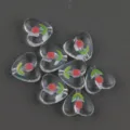 Close up of clear acrylic heart beads with cute tulip print, detailed diy craft material. - Flower 5