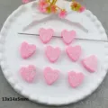 Pink glitter heart acrylic loose beads for DIY jewelry making accessories 13x14x5mm. - Heart Shape (Horizontal Hole) / 13x14mm / Pink