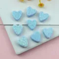 Acrylic glitter heart loose beads for DIY jewelry making, blue sparkle through-hole charm accessories. - Heart Shape (Horizontal Hole) / 13x14mm / Light Blue
