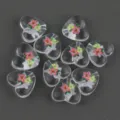 Transparent acrylic heart beads with floral print for DIY jewelry making, necklaces, and bracelets. - Floral 9