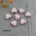 Pink glitter heart acrylic loose beads 10x8x5mm DIY jewelry making accessories crafting parts - Heart Vertical Hole / 10x8mm / Pink