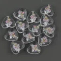 15mm transparent printed acrylic heart beads for DIY jewelry necklace bracelet crafting - Floral 10