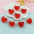 Acrylic heart sugar beads candy loose beads for DIY jewelry making and crafting accessories. - Translucent Red (Style 4)