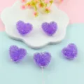 Purple acrylic sugar heart loose beads DIY jewelry making accessories craft findings. - Purple (Style 7)