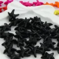 Cuentas brillantes de estrella de mar negra para joyería DIY, agujero recto, lindo estilo océano. - Negro Brillante