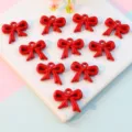 Red ribbon bow charms with holes, DIY jewelry making pendants, acrylic bow knot accessories. - 16mm / Red