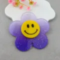 Ciondolo girasole in acrilico glitterato sfumato con faccina sorridente, ideale per gioielli fai da te. - Stile 3 da 62 mm
