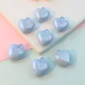 Light Blue Acrylic Heart Pendants 17mm Iridescent DIY Jewelry Charms Pearl Finish - Dazzling Light Blue