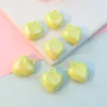 17mm yellow acrylic heart pendants smooth love charms diy jewelry accessories sweet style 10pcs - Iridescent Milky Yellow